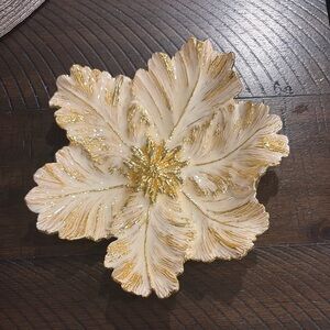 Michael Aram Gold and Cream Leaf Dish
